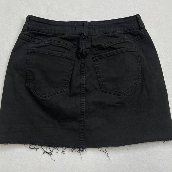 Pacsun Black Button‎ Down Distressed Denim Skirt Size 28 - Picture 5 of 7